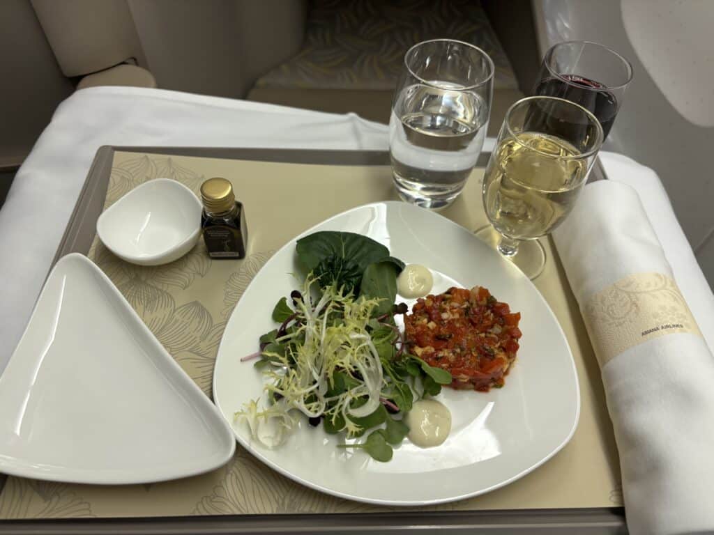 Asiana Airlines Business Class 777 Meal | Dinner