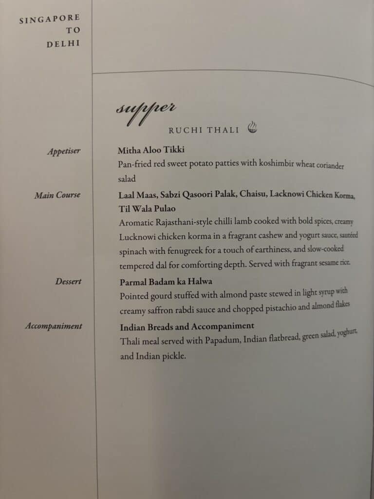 Singapore Airlines Business Class 787 Review | Menu