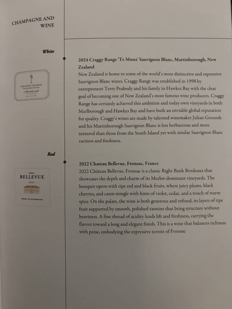 Singapore Airlines Business Class 787 Review | Menu