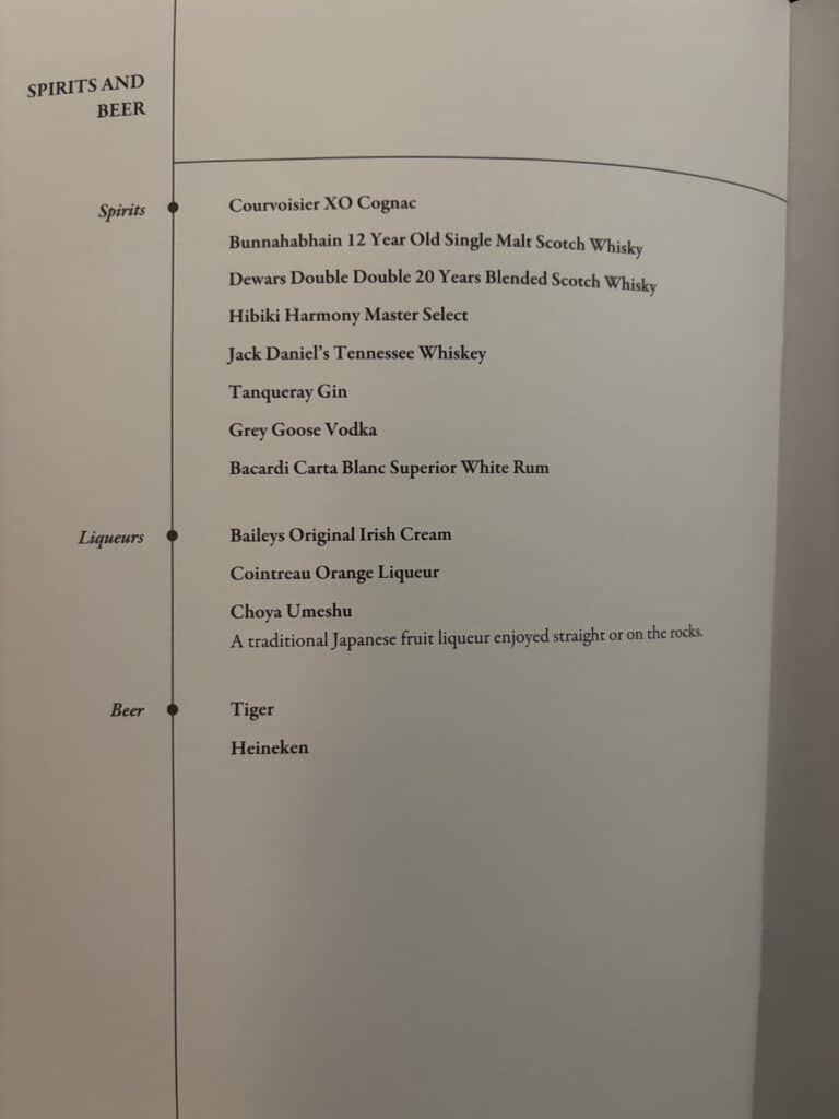 Singapore Airlines Business Class 787 Review | Menu