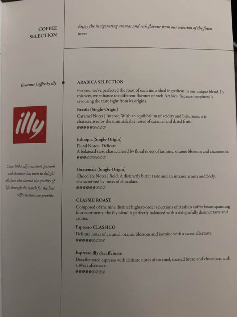 Singapore Airlines Business Class 787 Review | Menu