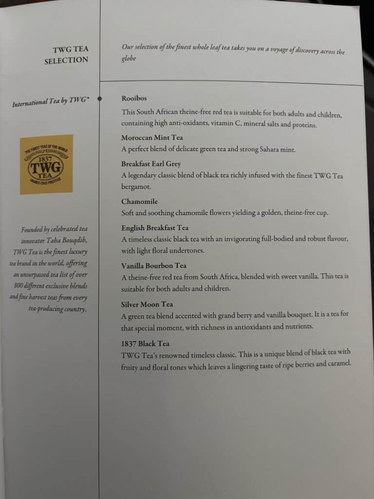 Singapore Airlines Business Class 787 Review | Menu