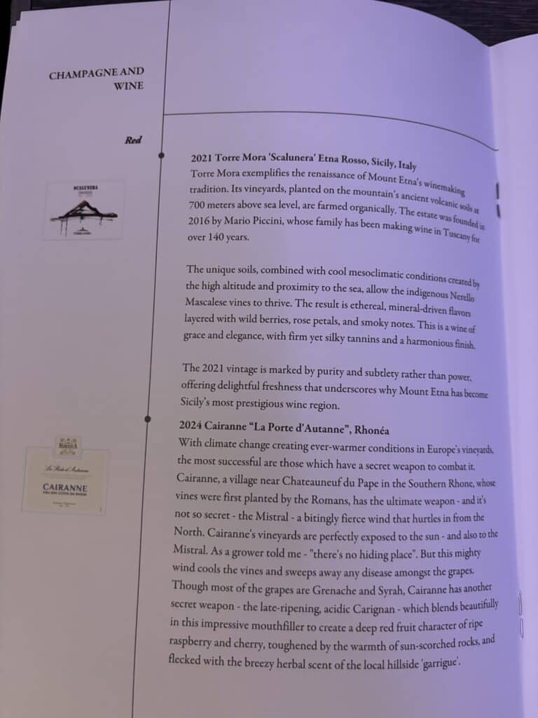 Singapore Airlines Business Class 787 Review | Menu