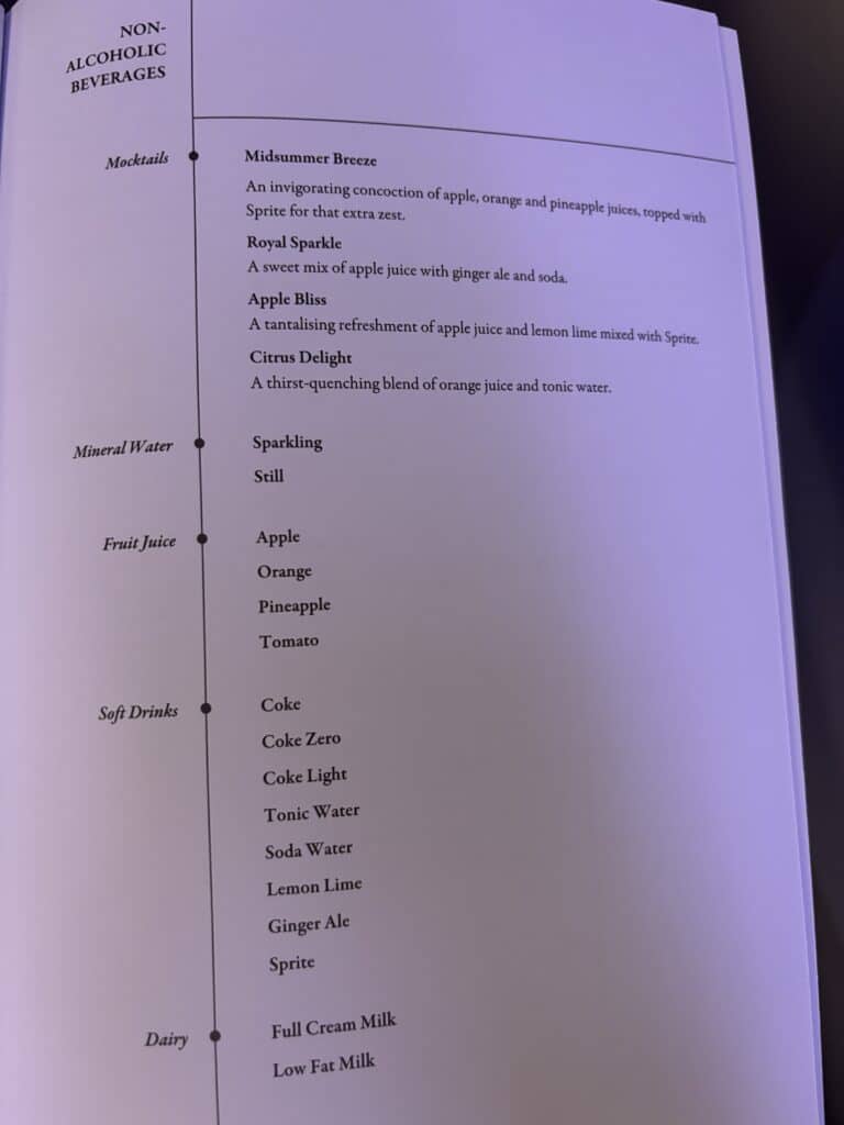 Singapore Airlines Business Class 787 Review | Menu