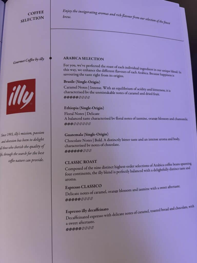 Singapore Airlines Business Class 787 Review | Menu