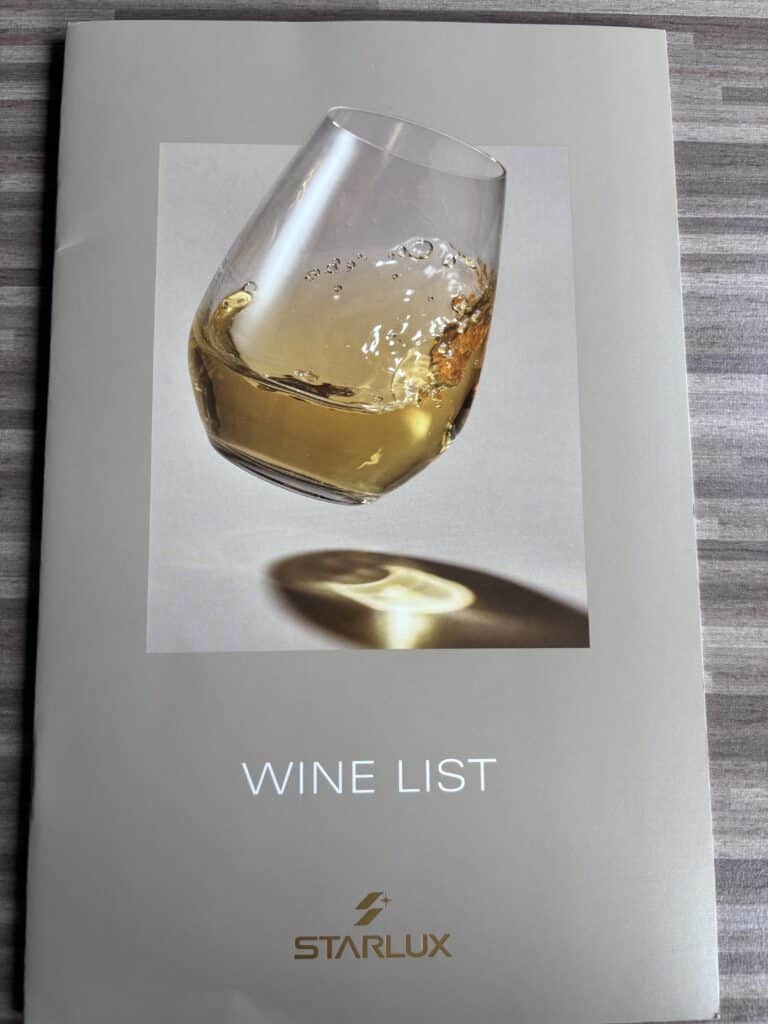 Starlux A330 Business Class | Menu