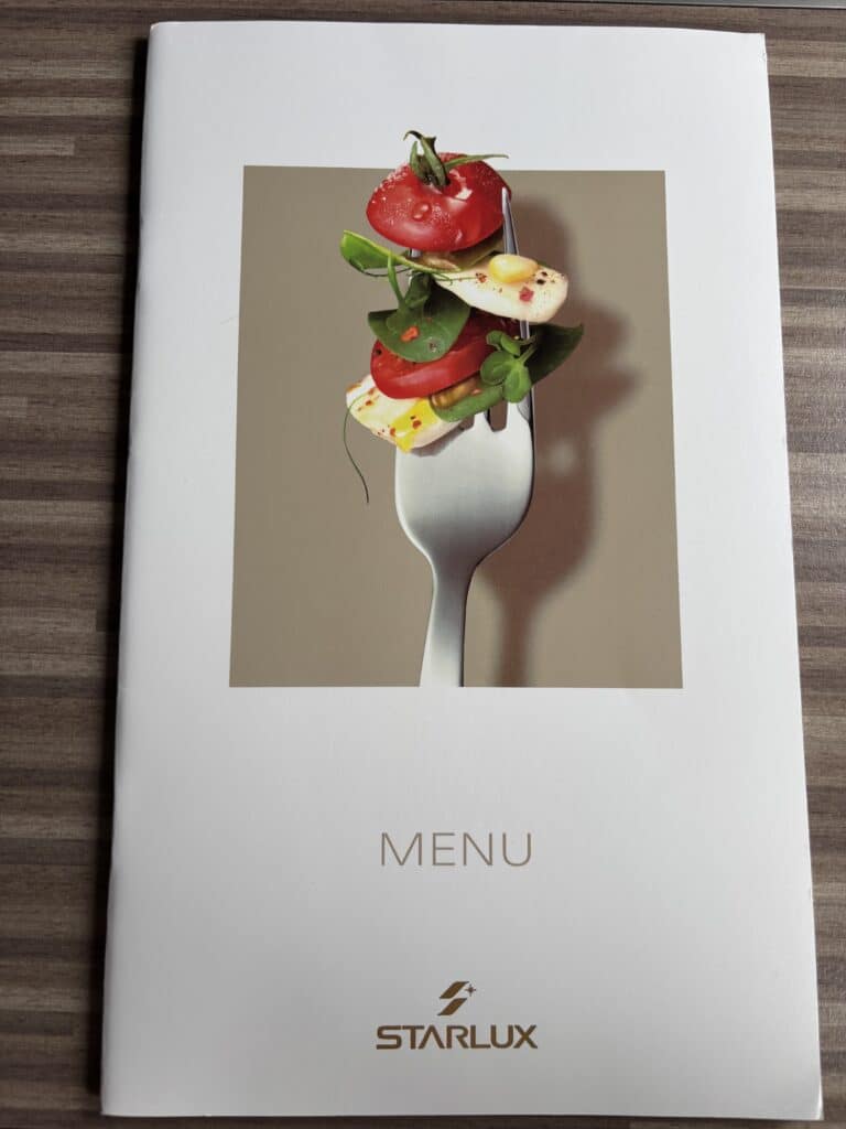 Starlux A330 Business Class | Menu